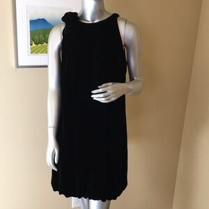 ABS Allen Schwartz | Black Velvet Dress With Flower Rose Detail